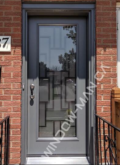 contemporary door design single in midnight surf with malibu full wrought iron glass
