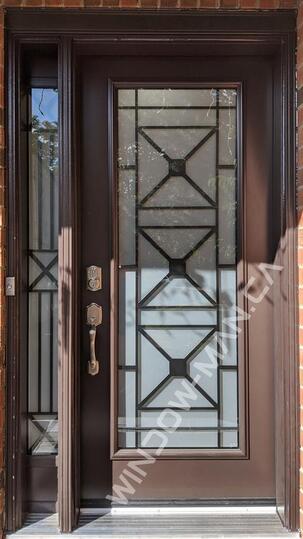 glass exterior door with sidelight in nutmeg with century full wrought iron glass